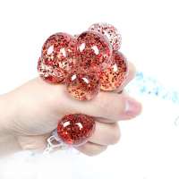 Wholesale glitter kids grape anti stress balls toys squishies squeeze mesh pressure relieve stress ball