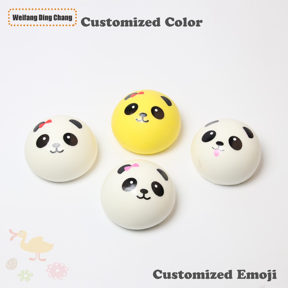 Round Panda Squeeze Slow Rebound Squishies with Bread Semll Charms Cell Phone Straps Kit